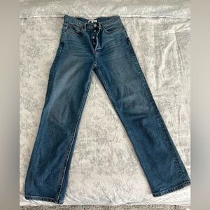 RE/DONE Stretch Stovepipe Jeans in “Western Blue”